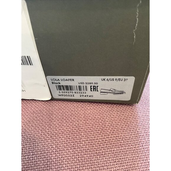 AllSaints Womens Lola Leather Loafers in Black 9 with Box Penny Oxford Shoes - Picture 11 of 16